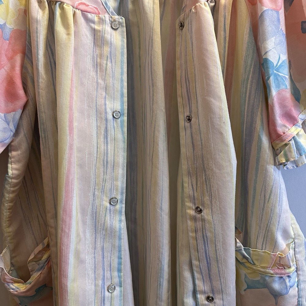 Vintage All Day Cafe floral Snap Housecoat nightgown cottagecore grannycore‎ XL - Picture 11 of 16